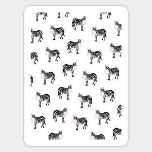 Zebra pattern, Pink bubble gum, Kids art, Funny art, Animal, Kids room, Modern art, Wall art, Print, Minimalistic, Modern, Humor, Black and white Sticker